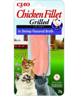 INABA Grilled Chicken Filet z kurczaka w bulionie o smaku krewetek - przysmak dla kota - 25 g