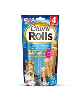 INABA Churu Rolls Tuńczyk z przegrzebkami - przysmak dla kota - 4x10 g
