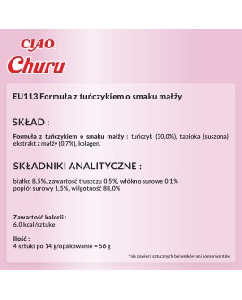 INABA Churu Tuńczyk z małżami - przysmak dla kota - 4x14 g