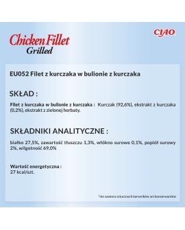 INABA Grilled Chicken Filet z kurczaka w bulionie o smaku kurczaka - przysmak dla kota - 25 g