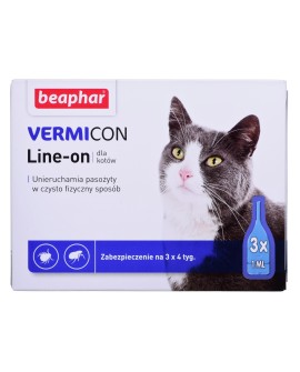 BEAPHAR VERMIcon Line-on Cat - krople przeciw pasożytom dla kota - 3x 1ml