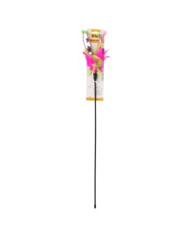 DINGO Wędka dla kota foxi 45+15cm różowo - zielona