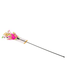DINGO Wędka dla kota foxi 45+15cm różowo - zielona