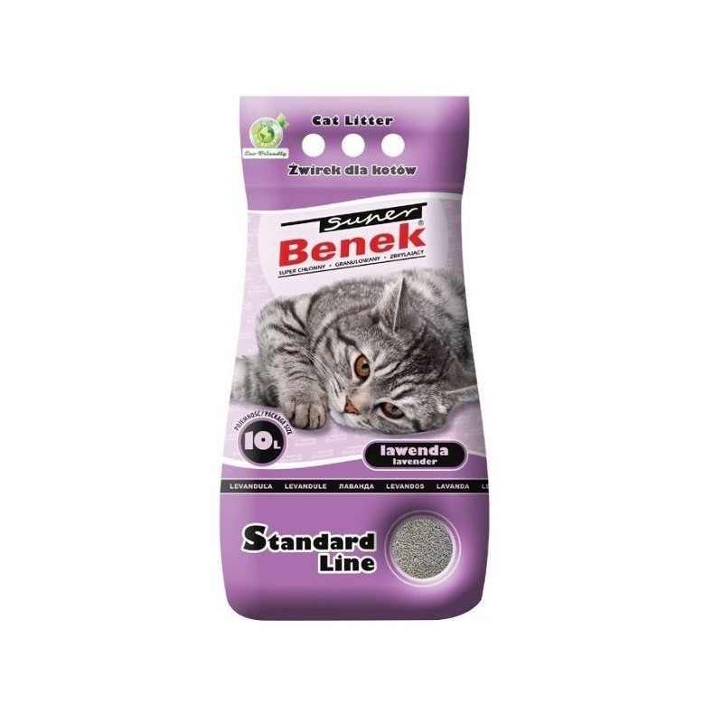 CERTECH Super Benek Standard Lawenda - żwirek dla kota zbrylający 10l