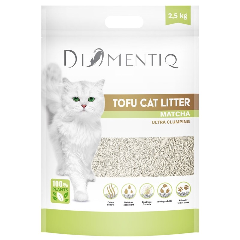 DIAMENTIQ Żwirek Tofu zbrylający 2,5 kg MATCHA