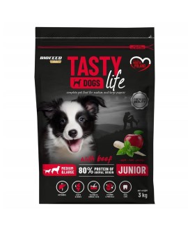 BIOFEED TASTY DOGS LIFE JUNIOR M&L WITH BEEF 3KG