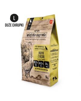 WIEJSKA ZAGRODA Indyk z gęsią (dorosły) chrupki L - Karma sucha dla psa - 9kg