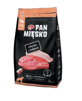 PAN MIĘSKO Cielęcina z indykiem (dorosły) chrupki XS - Karma sucha dla psa - 9kg