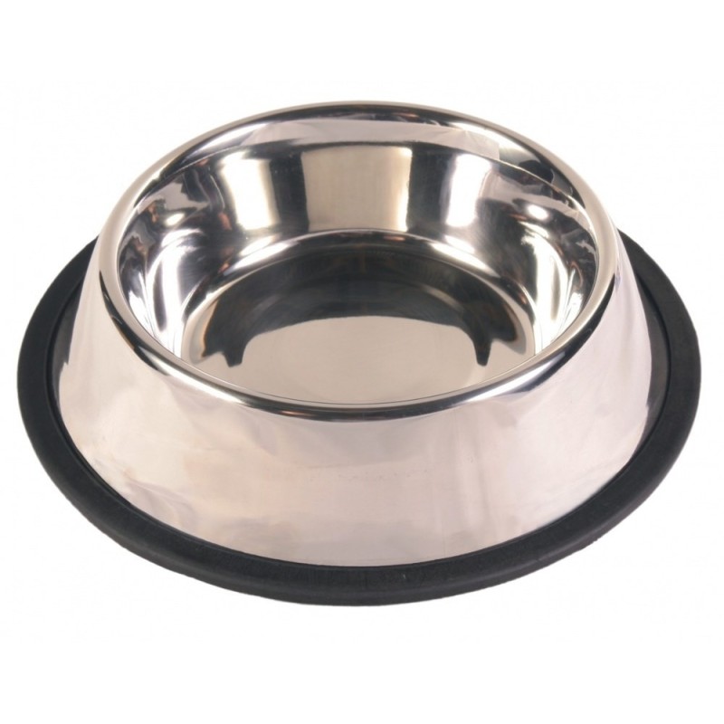 TRIXIE Miska ze stali nierdzewnej na gumowej podkładce dla psa o 24 cm - 2,8 L