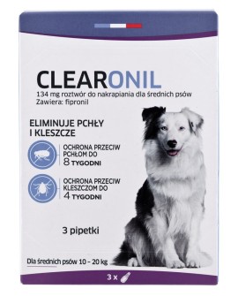 FRANCODEX Clearonil Średnie psy - krople przeciw kleszczom i pchłom dla psa - 3x134 mg