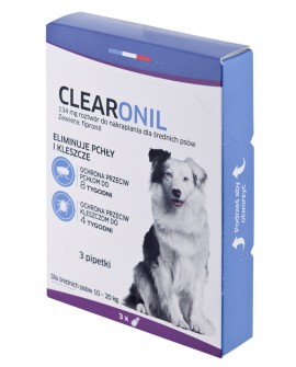 FRANCODEX Clearonil Średnie psy - krople przeciw kleszczom i pchłom dla psa - 3x134 mg