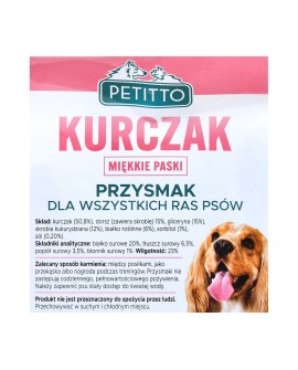 PETITTO Miękkie paski z kurczaka 500G