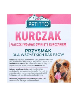 PETITTO Pałeczki owinięte kurczakiem 500G