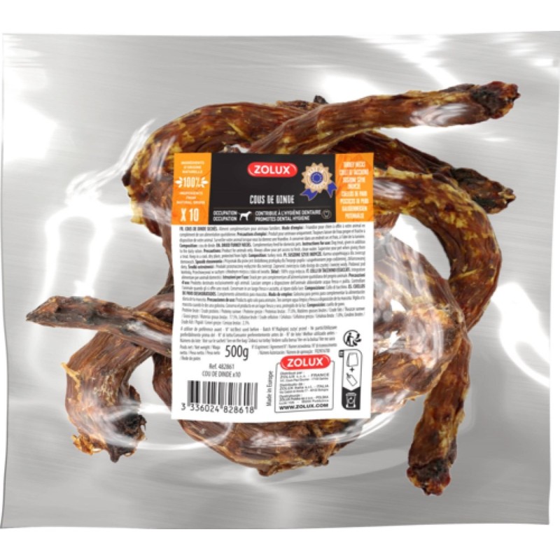 ZOLUX Przysmak nat. dla psa Szyja z indyka x10,500g