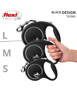 Smycz flexi automatyczna Black Design M taśma 5 m - dla psa do 25 kg, kolor srebrny