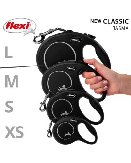 Smycz flexi automatyczna New Classic S czarna - taśma dla psa do 15 kg - 5 m