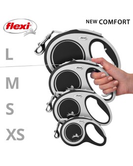 Smycz flexi automatyczna New Comfort L taśma 8 m - dla psa do 50 kg, kolor czarny