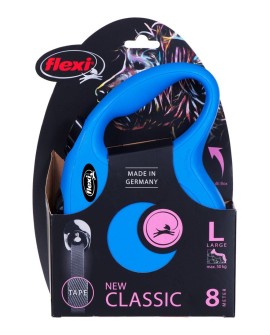 Smycz flexi automatyczna NEW CLASSIC L taśma 8 m - dla psa do 50 kg, kolor niebieski