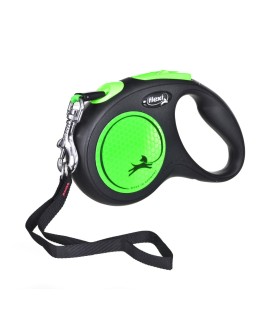 Smycz flexi automatyczna New Neon S taśma 5 m - dla psa do 15 kg, kolor zielony