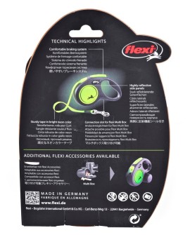 Smycz flexi automatyczna New Neon S taśma 5 m - dla psa do 15 kg, kolor zielony