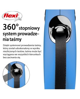 Smycz flexi automatyczna New Classic S taśma 5 m - dla psa do 15 kg, kolor niebieski