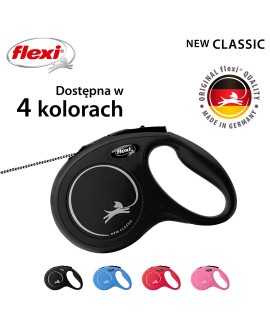 Smycz flexi automatyczna New Classic M linka 5 m - dla psa do 20 kg, kolor czarny