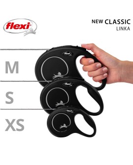 Smycz flexi automatyczna New Classic M linka 5 m - dla psa do 20 kg, kolor czarny