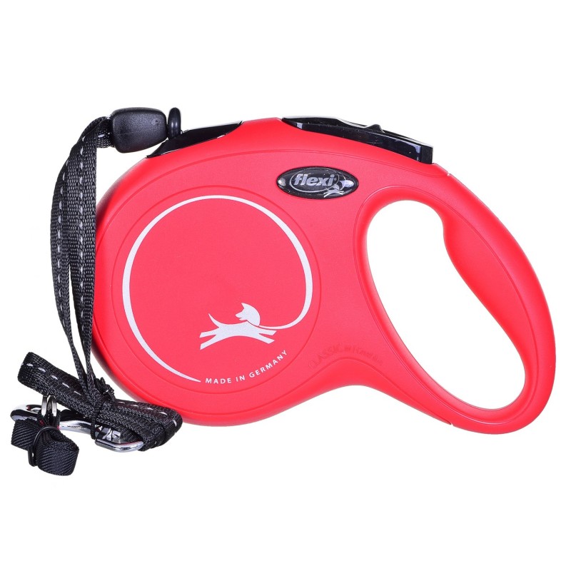 Smycz flexi automatyczna New Classic M linka 8 m - dla psa do 20 kg, kolor czerwony