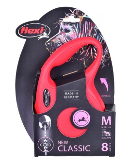 Smycz flexi automatyczna New Classic M linka 8 m - dla psa do 20 kg, kolor czerwony