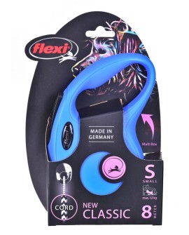Smycz flexi automatyczna New Classic S linka 8 m - dla psa do 12 kg, kolor niebieski