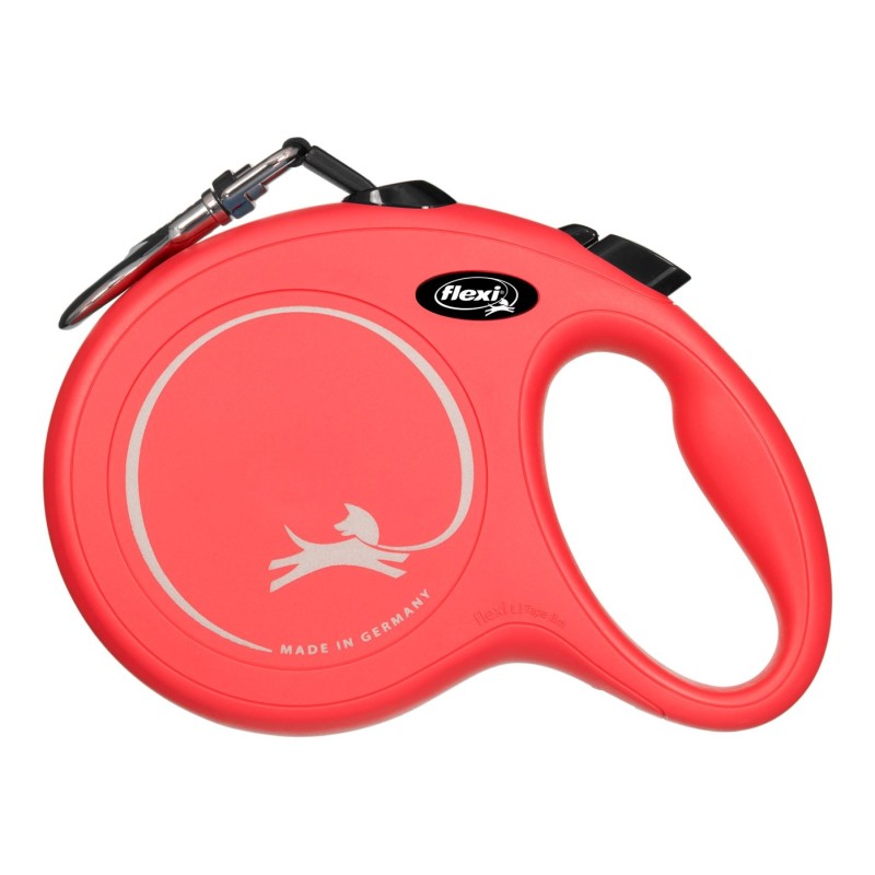 Smycz flexi automatyczna New Classic L taśma 5m - dla psa do 50kg, kolor czerwony