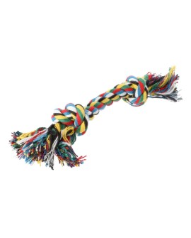 DINGO gryzak ze sznurka bawełnianego do czyszczenia zębów kolorowy, 2 węzły, waga 270 g, 42 cm