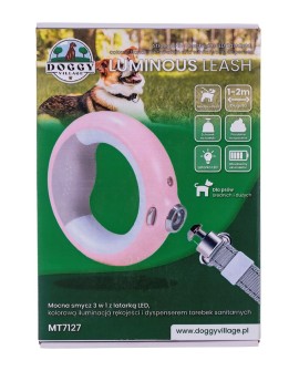 DOGGYVILLAGE SMYCZ MOCNA Z LATARKĄ LED I KOLOROWĄ ILUMINACJĄ RĘKOJEŚCI 3W1 RÓŻOWA MT7127