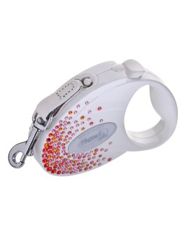 FLEXI Glam Splash Orient z kryształkami Swarovskiego rozm. S - smycz automatyczna - 3 m - biała