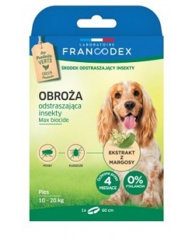 FRANCODEX Obroża dla średnich psów od 10 kg do 20 kg odstraszająca insekty - 4 miesiące ochrony - 60 cm