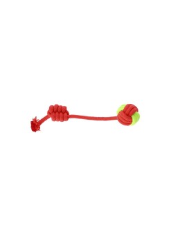 DINGO Piłka+uchwyt pleciony 34cm czerwono-zielona