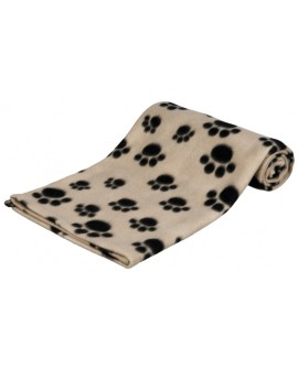 TRIXIE Koc polarowy dla małych psów i kotów 100x70cm kolor: beżowy w czarne łapki 37191