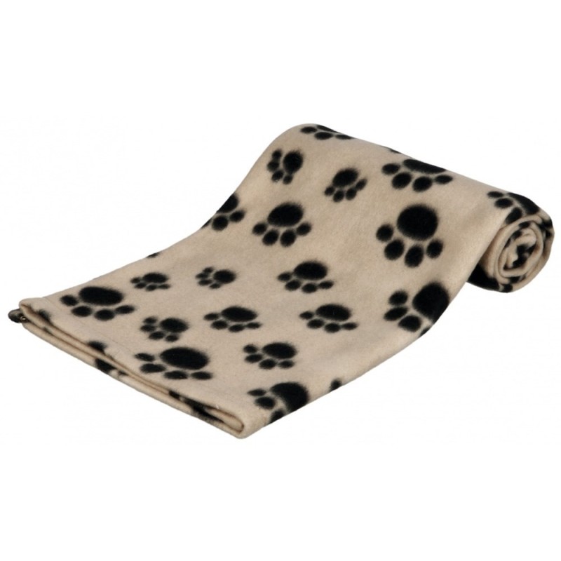 TRIXIE Koc polarowy dla małych psów i kotów 100x70cm kolor: beżowy w czarne łapki 37191