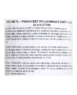 FRANCODEX Pianka z dimetykonem dla kotów 150 ml