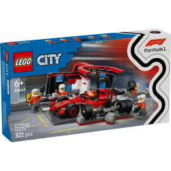 LEGO 60443 CITY - F1 Pit stop i mechanicy z bolidem Ferrari