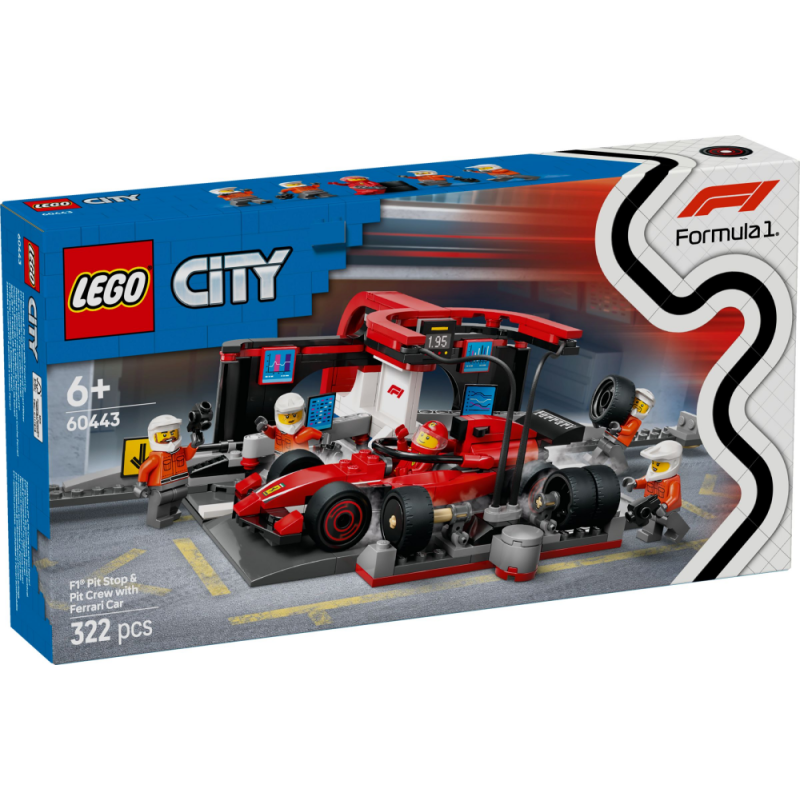 LEGO 60443 CITY - F1 Pit stop i mechanicy z bolidem Ferrari