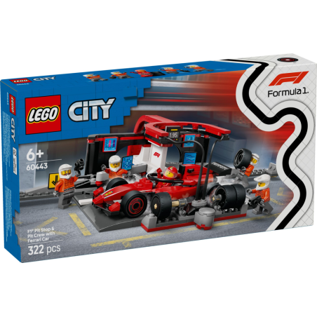 LEGO 60443 CITY - F1 Pit stop i mechanicy z bolidem Ferrari