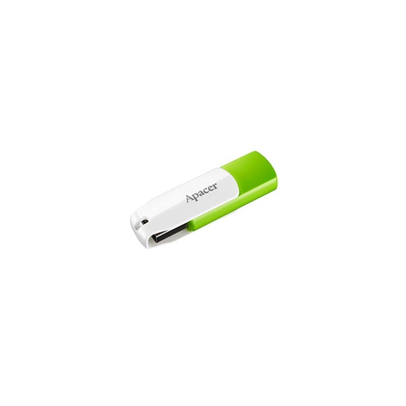 Apacer USB flash disk, USB 2.0, 64GB, AH335, zielony, AP64GAH335G-1, USB A, z obrotową osłoną