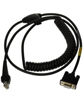 Industrial Cable: RS232 (5V signals), black, DB9 Female, 3m (9.8´), coiled, 5V external power with option power on pin 9, with