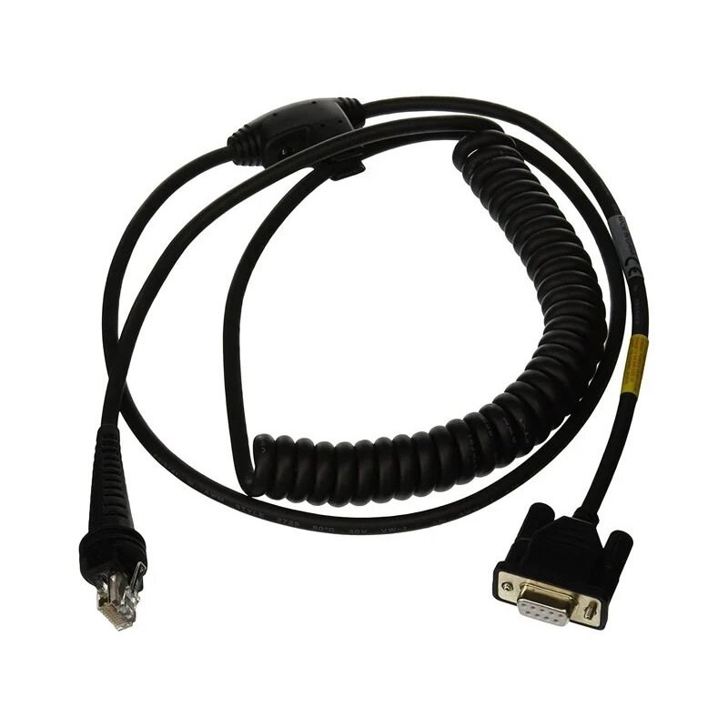 Industrial Cable: RS232 (5V signals), black, DB9 Female, 3m (9.8´), coiled, 5V external power with option power on pin 9, with