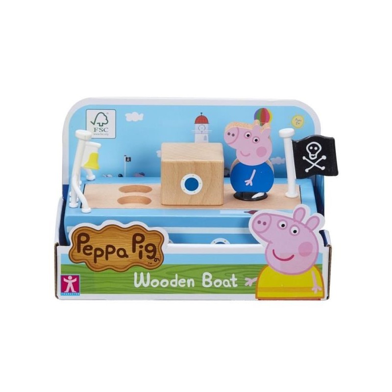 PROMO Peppa Pig - Drewniana łódka z figurką Świnka Peppa 07209