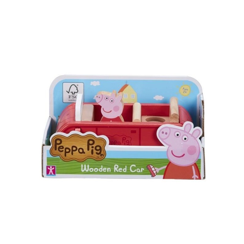 PROMO Peppa Pig - Drewniany samochód z figurką Świnka Peppa 07208