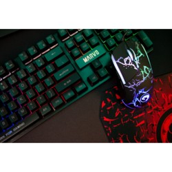 Marvo CM409 EN zestaw klawiatura przewodowa (USB) US, czarna mysz dla gracza, podkładka, klawiatura, do gry, membranowa rodzaj p