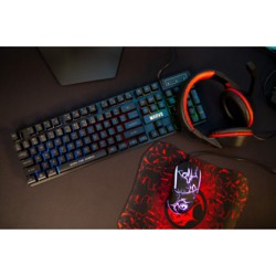 Marvo CM409 EN zestaw klawiatura przewodowa (USB) US, czarna mysz dla gracza, podkładka, klawiatura, do gry, membranowa rodzaj p