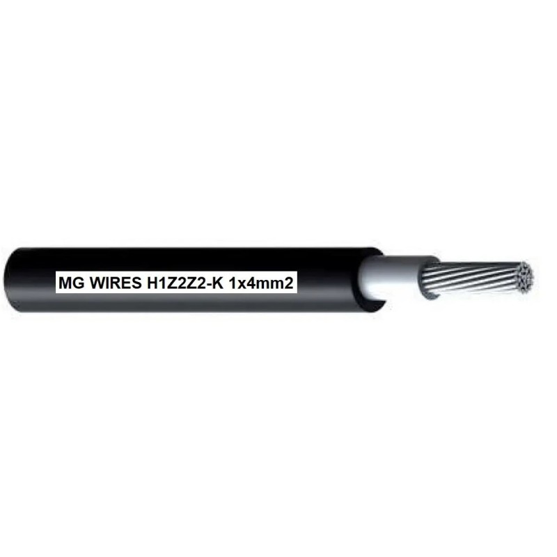 Przewód fotowoltaiczny // MG Wires // 1x4mm2, 0,6/1kV czarny H1Z2Z2-K-4mm2 BK, szpula 500m